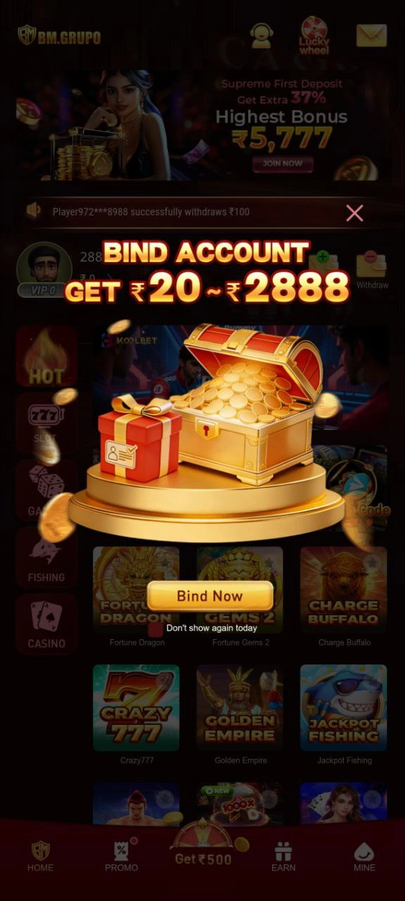 BM202 Game real login and registration screen for Android users